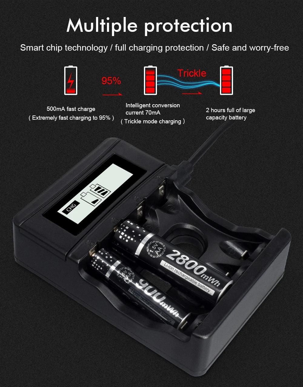 100% New 1.5V AAA Rechargeable Battery 900mWh 1.5V Li-ion Lithium Liion Li ion 3A aaa Batteries for Toy Car Camera Flashlight