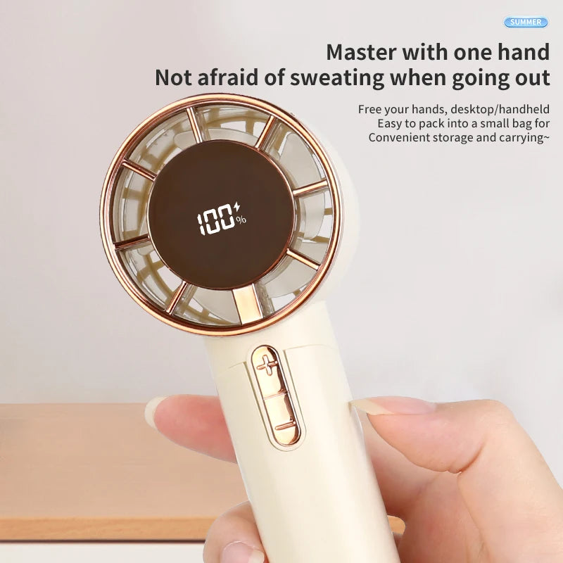 2025 Portable Wearable Mini Turbo Cooling Handheld Fan 100 High-Speed Type-C Rechargeable New Design Small Portable Hand Fan