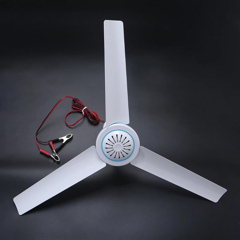12V Mute Ceiling Fan 19.6inch Silent Camping Tent Hanging Fan without Switch 230cm Cable for Outdoor Hiking Bed Home Picnic