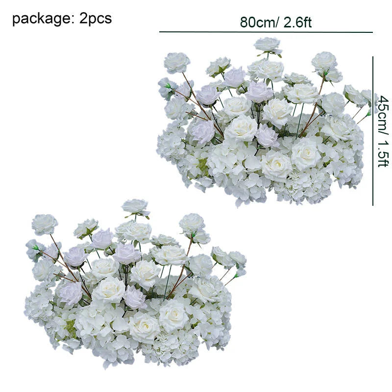 S-A8147 White Rose Hydrangea Floral Arrangement Sofa Table Runner Floor Flower