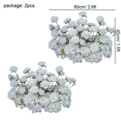 S-A8147 White Rose Hydrangea Floral Arrangement Sofa Table Runner Floor Flower