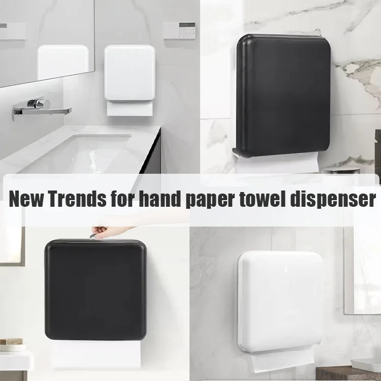 Commercial Black Folded Interleave Hand Pull Toilet Paper Towel Dispenser Wall-Mounted ABS Plastic Eco-Friendly Multifold Manual
