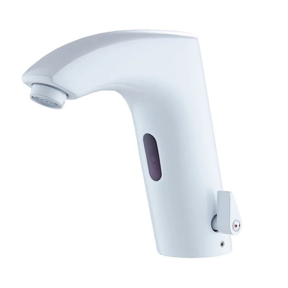 Brass White Sensor Tap Modern Single Hole Ceramic Valve Core Bathroom Wash Basin Hot Cold Mixer Faucet