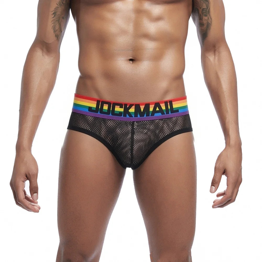 For Low-Rise Breathable Nylon Knitted All-Mesh Semi-Transparent Sexy Briefs Fashion Couple Underwear