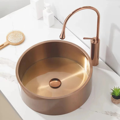 Modern Hotel Vanity Vessel Sink Stainless Steel Brushed Pop Drain Featuring Stylish Single Hole Drainer Easy Clean Eco-Friendly