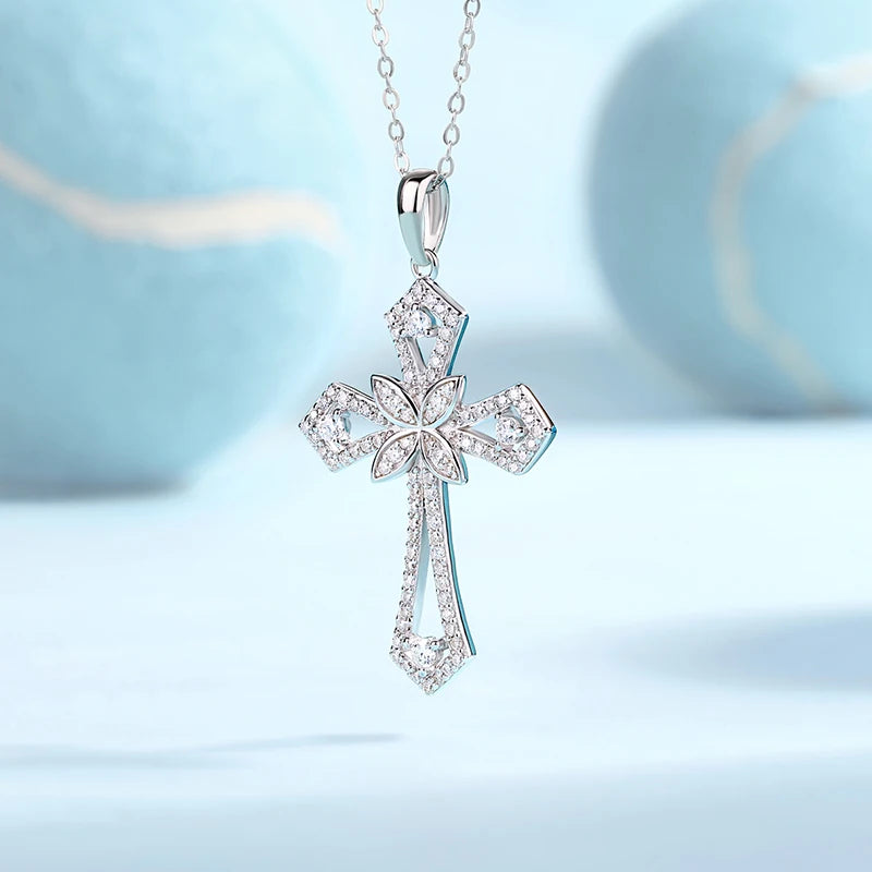USA Stock Woman 925 Sterling Silver Cross Necklace Pendant Moissanite Necklace for Fine Jewelry Engagement Women Wedding Pendant