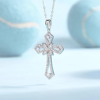USA Stock Woman 925 Sterling Silver Cross Necklace Pendant Moissanite Necklace for Fine Jewelry Engagement Women Wedding Pendant