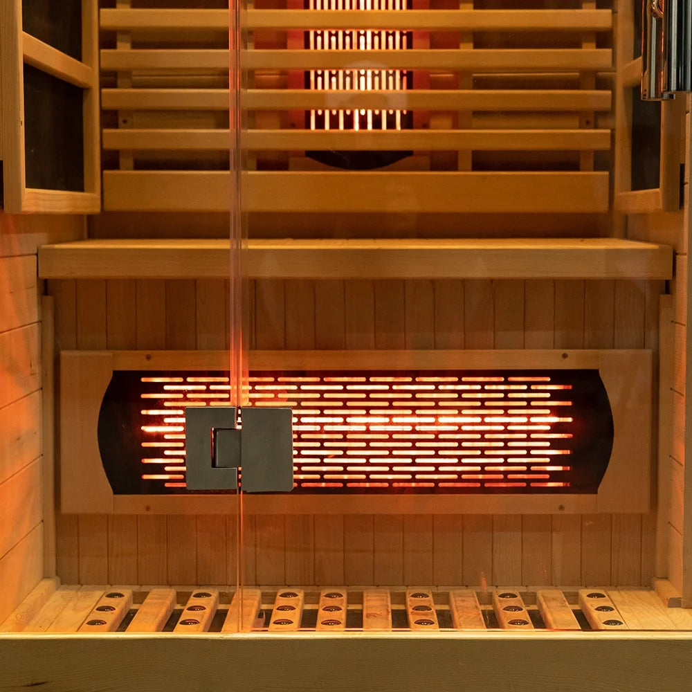 Luxury 1-Person Modern Cedar Electric Sauna Room with Red Cedar Solid Wood and Dry Steam Stove for Apartment or Villa