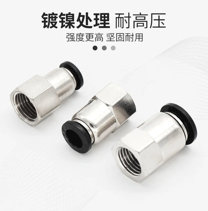 Raccord rapide pneumatique pour trachée, filetage femelle droit, PCF/4/6/8 mm/10/12/14/01-02-03-04