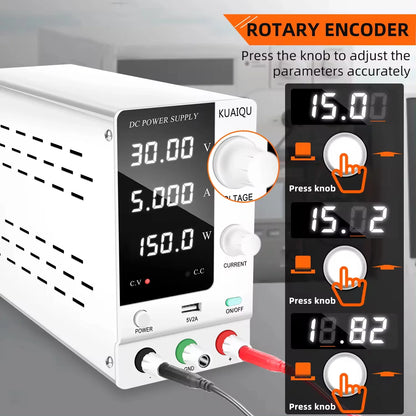 KUAIQU SPPS-C305 30V 5A 150W Encoder Adjustable Digital Display Regulated Power Supply Battery Charging Mobile Phone Repairing