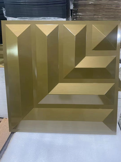 Irini 2024 Hot Selling PVC Deep Brushed Gold 3D Wall Panels Waterproof Fireproof Easy Install Household Interior Wall Decor