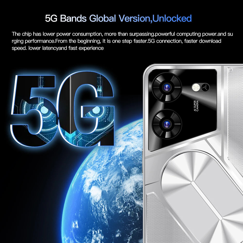 New Product 7.3 Inch 16GB+1TB 6800 MAh 5G Smartphone t Echno Phone Original Povo 5 Pro Mobile Phone Android 13.0 Telephone