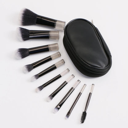 Travel Makeup Brush Set With Premium Synthetic Kabuki Powder Foundation Concealer and Lips Brush Kit for Travel Angled Brush