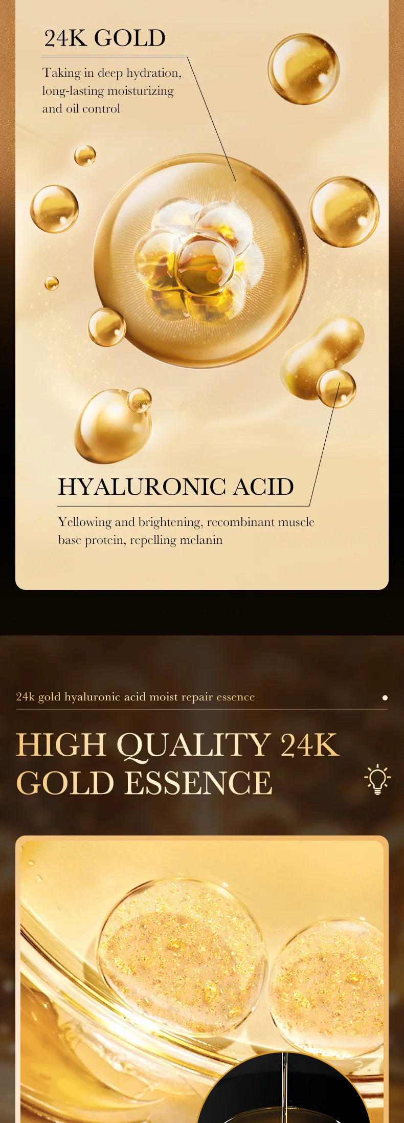 MRUIS 24k Gold  Collagen Cream Peptide Snail Brighten Whitening Skin and Fight Against Aging Serum Lotion Facial Care Luxury Set