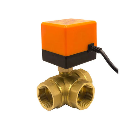 1/2'' 3/4'' Three Way Brass Motorized Ball Valve AC220V Three Wire One Control T/L Type Control Valve for Water