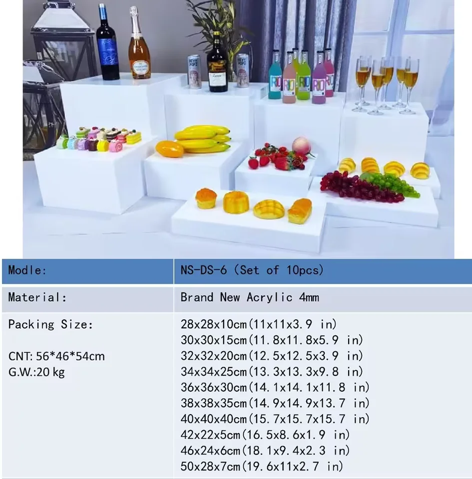 10pcs Black Acrylic Classic Buffet Set Wedding Party Food Display Risers Elegant Decorations New Arrival