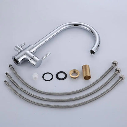 Luxury Chrome Deck Mount Kitchen Faucet - High Quality Dual Handle Pure Water Sink Tap