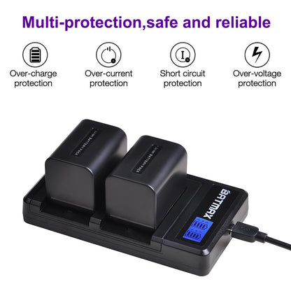 2500mAh NP-FV70 NP FV70 Battery + LCD Dual USB Charger for Sony NP-FV70 NP-FV90 NP-FV100 FV120 HDR-SR68 DCR-SX85 DCR-S