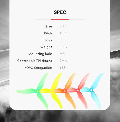 TMOTOR T5146 Racing Drone Prop 2Pairs/bag M5 7mm Thickness High Rpm Durable Fpv Propeller 5 inch