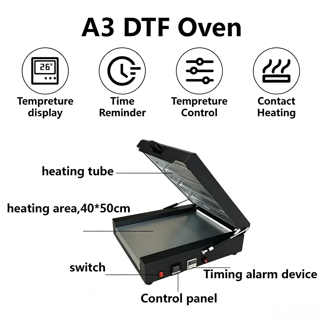 13"x19" Dtf Curing Oven A3+ Hotmelt Powder Dryer Baker Machine With Fume Extractor for Epsn L1800 1390 L18050 Dtf Printer