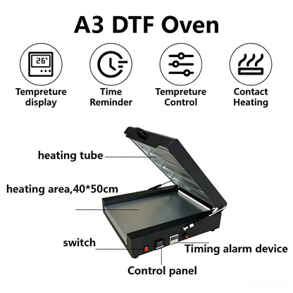13"x19" Dtf Curing Oven A3+ Hotmelt Powder Dryer Baker Machine With Fume Extractor for Epsn L1800 1390 L18050 Dtf Printer