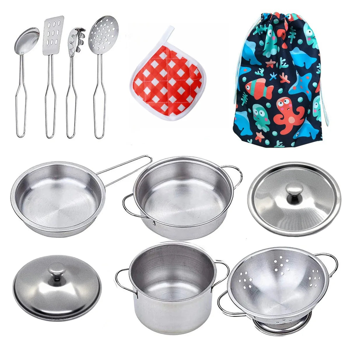 JXD Children's Pretend Cooking Toy Mini Kitchen Set As a Birthday Gift for Kids Baking Apron Set