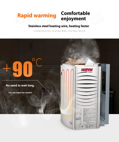 Harvia Stainless Steel Solid Spruce Wood Dry Steam Furnace Modern Design Household and Commercial Sauna Room Heating Equipment
