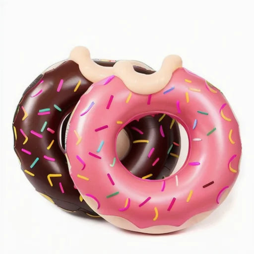 Stock Inflatable Thickened PVC Child Donut Swimming Ring 60-100cm Pink&Chocolate
