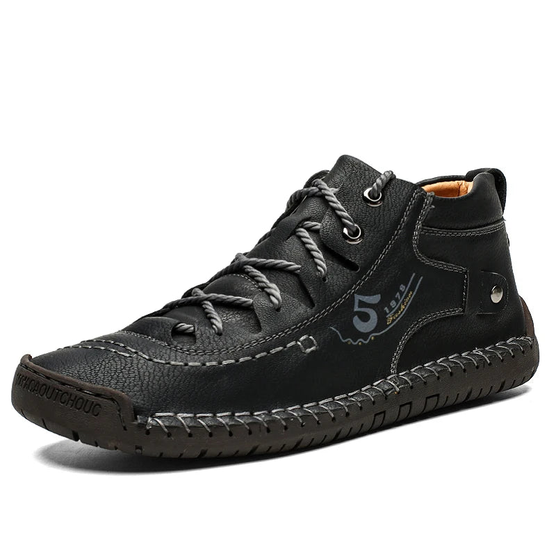 Factory Supply Drop Shipping Lace up Large Size Microfiber Leather Flat Men Casual Walking Boots