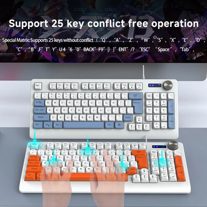 K93 New Wired Membrane RGB LED 93 Keys Mechanical USB Type C Projection Ergonomic ABS Gaming Keyboard