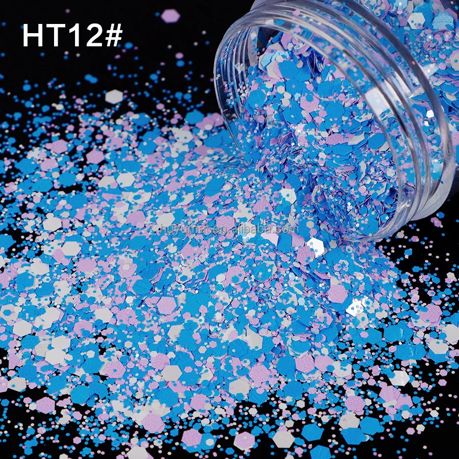 Bulk KG Bag Holographic Macaron Glitters Solvent Resistant Polyester Chunky Glitter for Resin Craft Tumbler Snowglobe