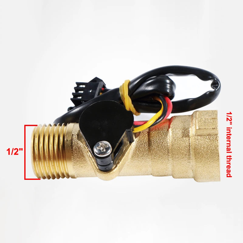 DN15 Male/Female Thread Brass Water Flow Sensor NPN 1/2\" Water Heater Flowmeter with Solenoid Power DC3.5~24V OEM Customizable