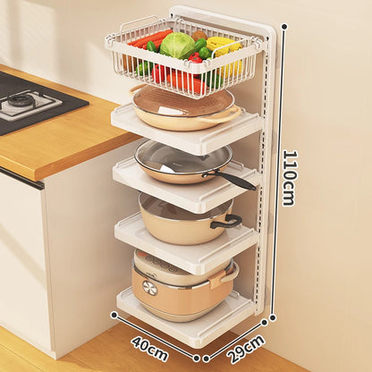 Punch-free hang Wall Vegetable Fruit Rack Kitchen Metal Storage Grill Basket Adjustable Plant Stand Pan Pot Lid Organizer Holder