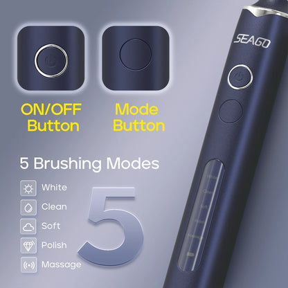SEAGO Rotating Electric Toothbrush 30 Days Lasting Adults Smart Tooth Brush 8000 Strokes/Min 700mAh Lithium Battery IPX7 SG2603