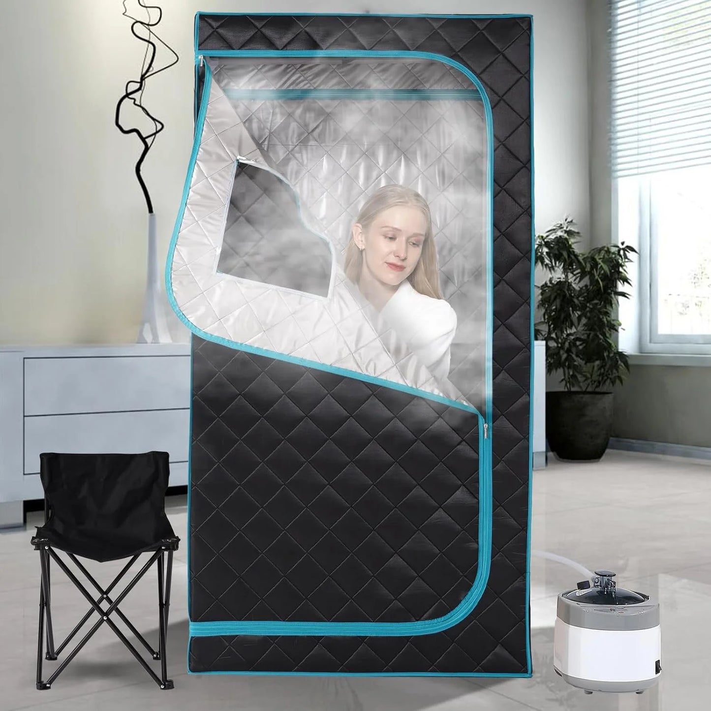 Smartmak 1 Person Size Portable Sauna Steam Sauna Tent Box Full Body Sauna for Home Spa
