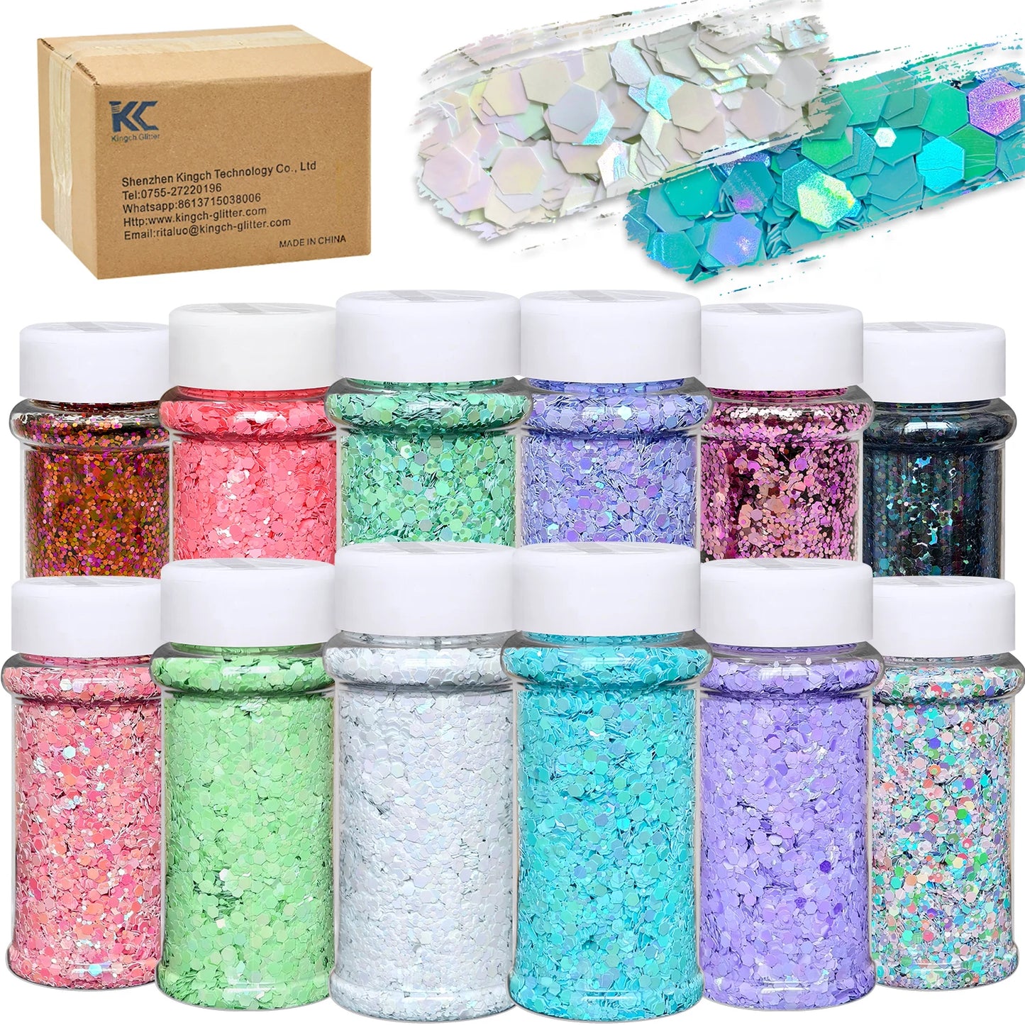 US Warehouse Eco-Friendly High Sparkly Spring Mix Glitter Set 12 Colors 2oz  Free Shipping for DIY Resin Crafts