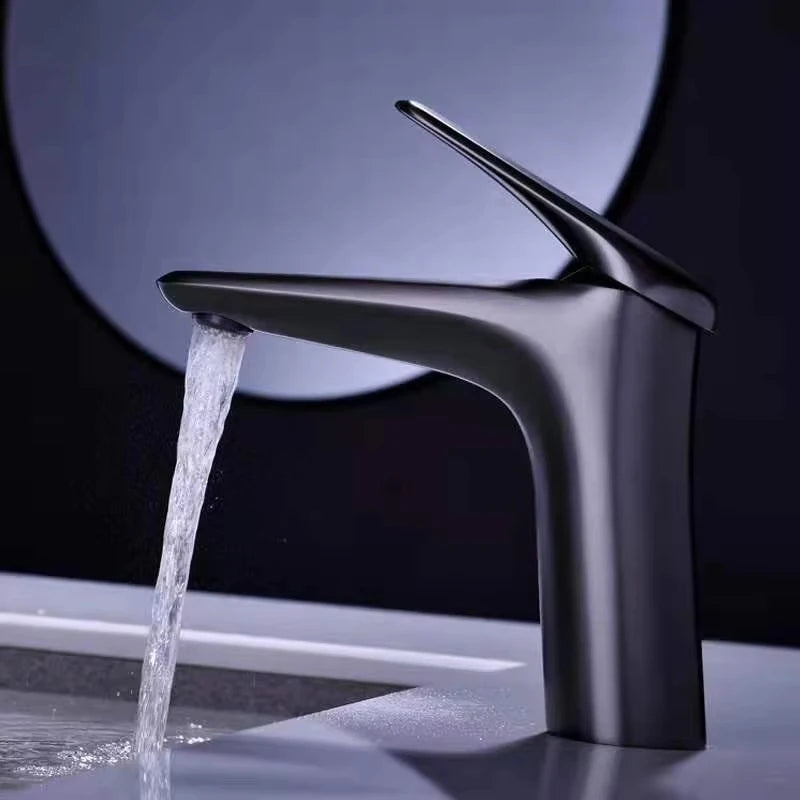 Latest Design Brass Single Hole Deck Hot Cold Water Bathroom Cabinet Washbasin Tap Featuring Ceramic Valve 5 Year Warranty