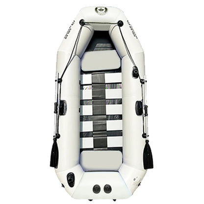 SOLARMARINE 7.5ft 2 Person Inflatable Fishing Boats Kayak Raft Dinghy Slat Wooden Bottom for Adults With Paddles Air Pump