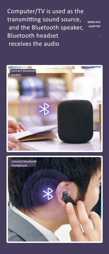 Wireless Tv Earbud Tws Bluetooth Headset with USB Adaptor 9D Stereo Earphone CVC Noise Cancelling 2000mA Charging Box Mic for TV