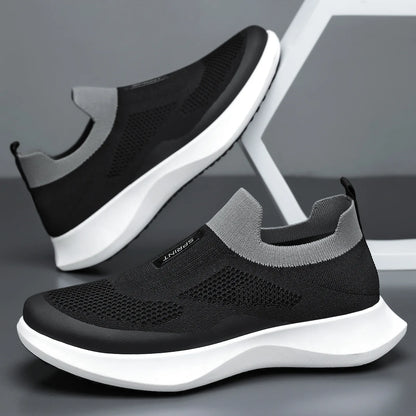 Men's Spring Breathable Slip-On Dad Shoes Large Size Soft Sole Casual Walking Shoes for Couple