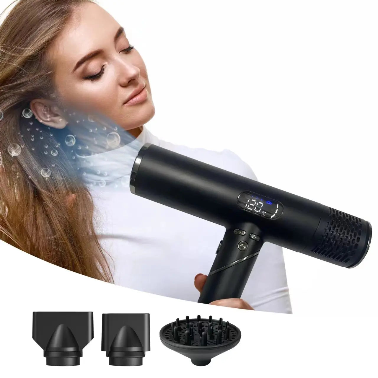 Portable Professional Hair Dryer Folded Handle 110000rpm Negative Ion Diffuser BLDC for Hotels Households Electric Plastic
