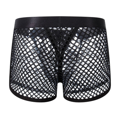 Boxer Sexy Breathable Knitted Big Mesh Translucent Fashionable Erotic Men's Trunks Underwear Daily Casual Home Wear Shorts