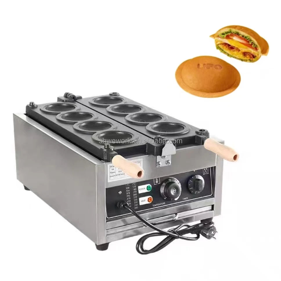 WeWork Commercial UFO Burger Maker Electric Ice Cream Hamburger Waffle Machine 4pcs Panini Press Sandwich Taiyaki Machine New
