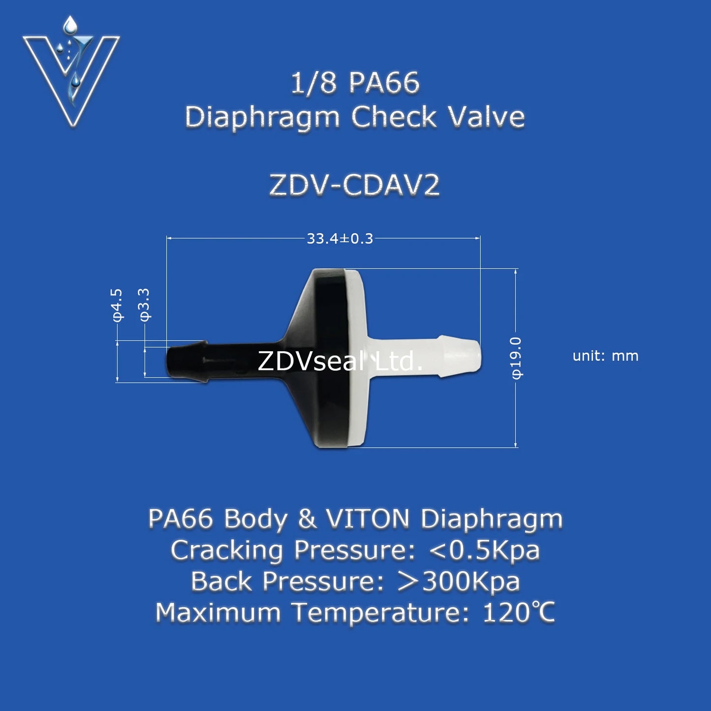 ZDVseal 3/8 Inch Nylon 66 Diaphragm Check Valve with Barbed End for 8mm Hose Automotive Oil Ink Water and Gas Systems