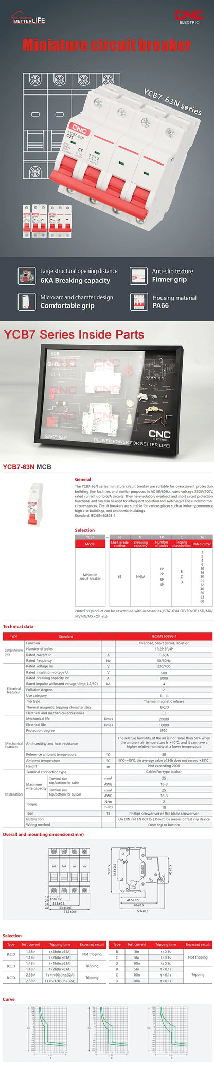 230/400V 230v 16a Single Pole 1p Mini Circuit Breaker Mcb
