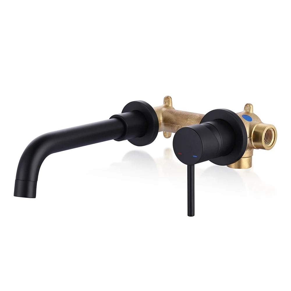 Oil Rubbed Bronze Bathroom Faucet Cold Hot Water Tap Wall Tap Single Handle Faucet for Bathroom Sink,Wall Mount Bathroom Faucet