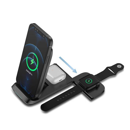 CYKE 3-in-one 15W Fast Wireless Charger V8 Magnetic Folding Phone Stand Watch Collapsible Wireless Charging Station for AirPods
