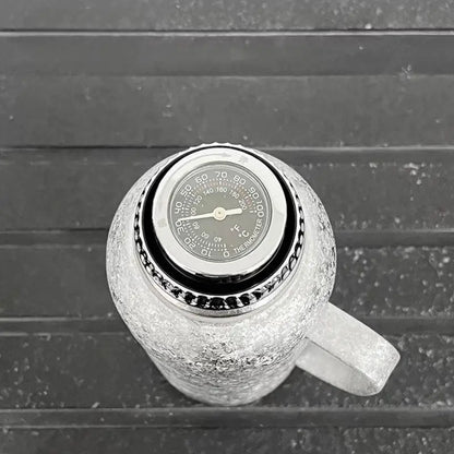 Large Capacity Leak-Proof Titanium Insulated Thermos Bottle with Mechanical Temperature Display Lid and Handle for Camping