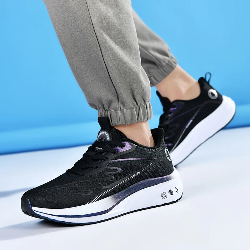 Premium Breathable Mesh Running Shoes Lightweight Carbon Fiber High-Traction Outsole US 13/ EU 47-48 Winter Anti-Slip Foam