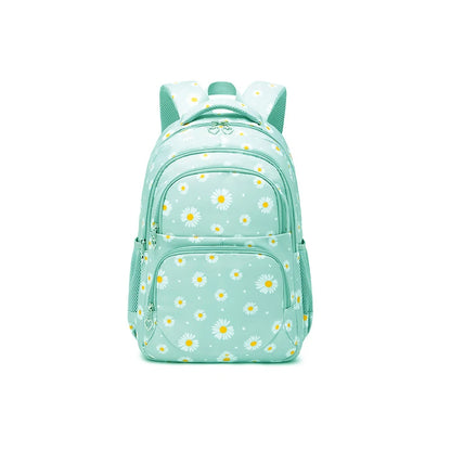 Unisex Daisy Print Backpack Water-Repellent & Zipper-Closure Polyester Lining Cute School Bag for Schoolboys and Schoolgirls